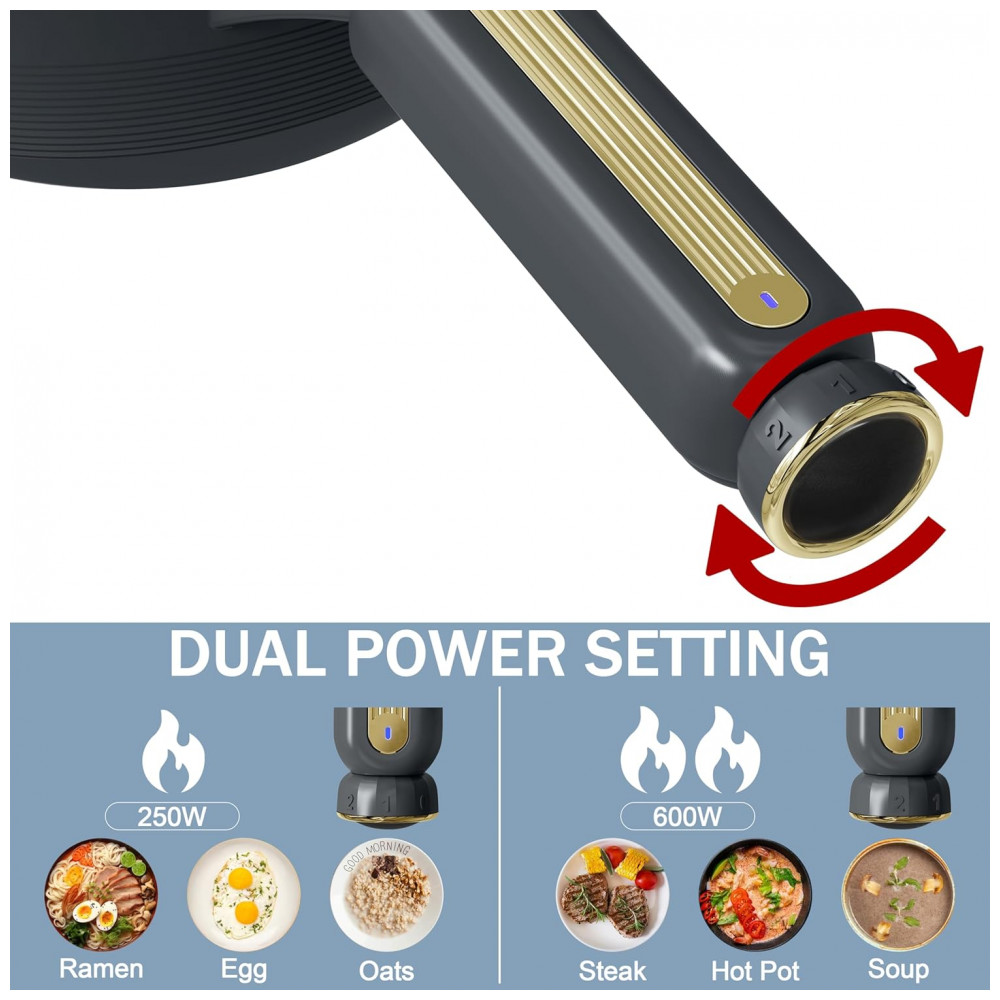 Panela Elétrica TOPWIT Hot Pot com Vaporizador Panela Elétrica Multifuncional de 2 Litros Frigideira Antiaderente Panela Portátil para Bife Arroz - Imagem 5