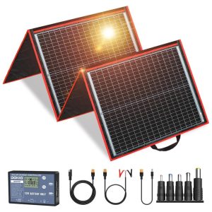 Kit Painel Solar portátil dobrável monocristalino inclui controlador de carga solar 150W 12V 1 unidade DOKIO Preto