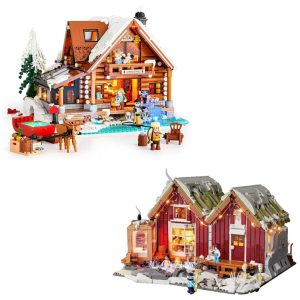 Cabana Aurora & Cabana Spa Lumibricks cenário de inverno com foco em iluminação ambiente e interiores detalhados