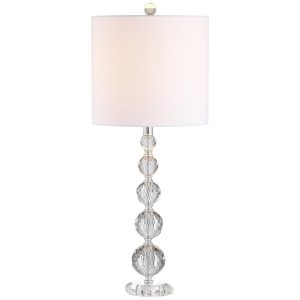 Abajur Luminária de Mesa em Vidro Estilo Tradicional com 71 cm de Altura para Quarto Sala de Estar e Escritório 2 Un 110V 60W JONATHAN Y Transparente e Prata