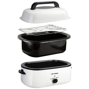 Panela Elétrica 22 Litros em Aço Inoxidável com Controle de Temperatura 110V 1450W HEYNEMO Branca