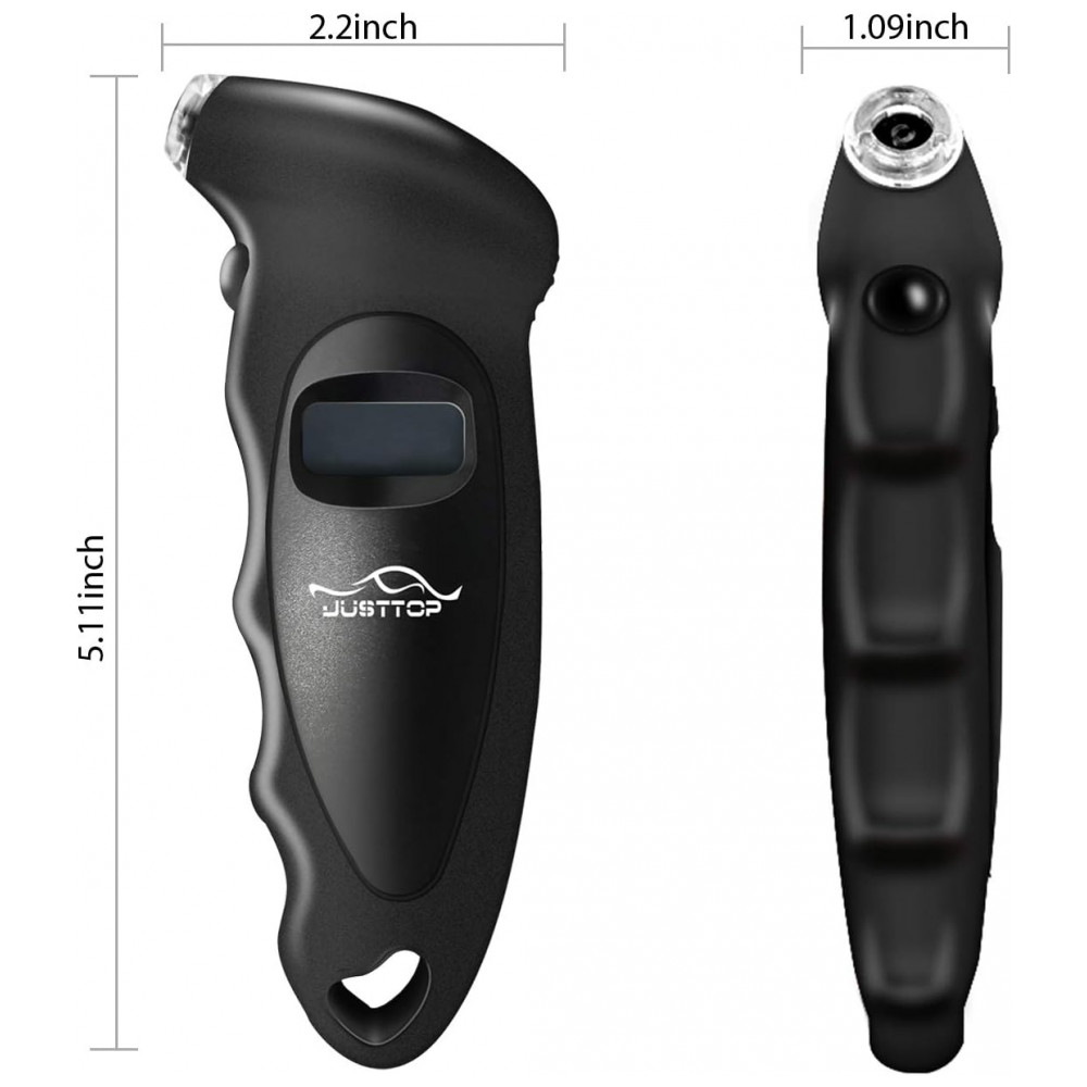 Medidor de Pressão de Pneus Digital JUSTTOP, 150PSI, 4 Configurações para Carros, Caminhões e Bicicletas, Display LCD Retroiluminado e Empunhadura - Imagem 4