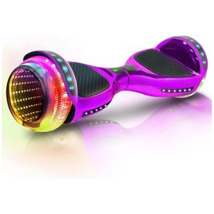 Hoverboard Emaxusa Roxo de 65 Polegadas para Crianças com Bluetooth Rodas LED Estilo Túnel e Plataforma Antiderrapante