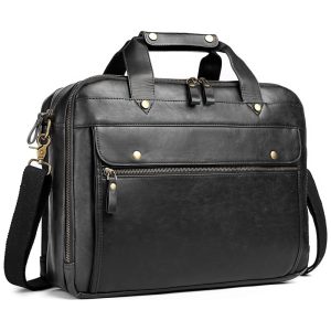 Bolsa Pasta de Couro Impermeável para Laptop BOSIDU Preto