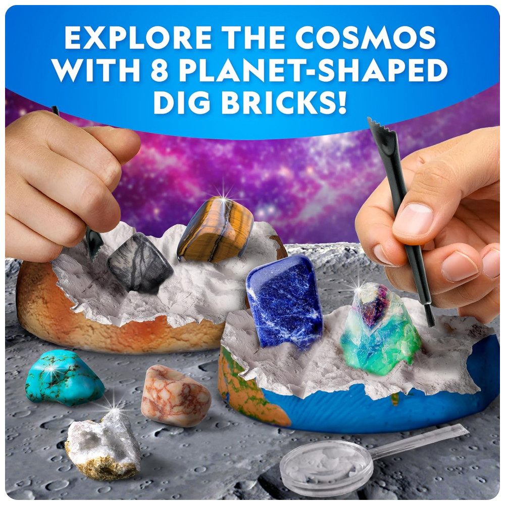 Kit Nacional de Escavação Espacial com Pedras e Gemas, 8 Planetas, 16 Amostras Reais, Ferramentas Inclusas, Aprendizado STEM National Geographic - Imagem 2