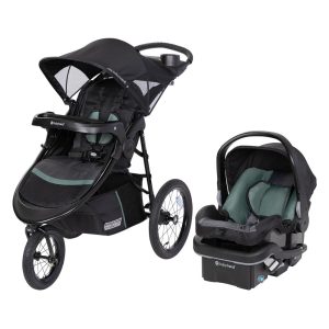 Carrinho de Bebê Travel System com Assento Reclinável em Múltiplas Posições 2 Porta-Copos e Roda Giratória Frontal Travável Baby Trend Preto