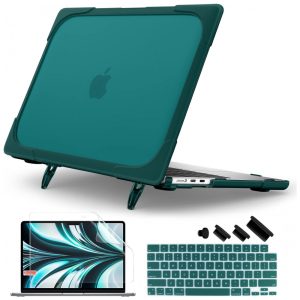 Capa Rígida Batianda MacBook Air 136" Azul Teal – Modelos A2681 A3113 A3240 com Suporte Dobrável e Proteção Completa
