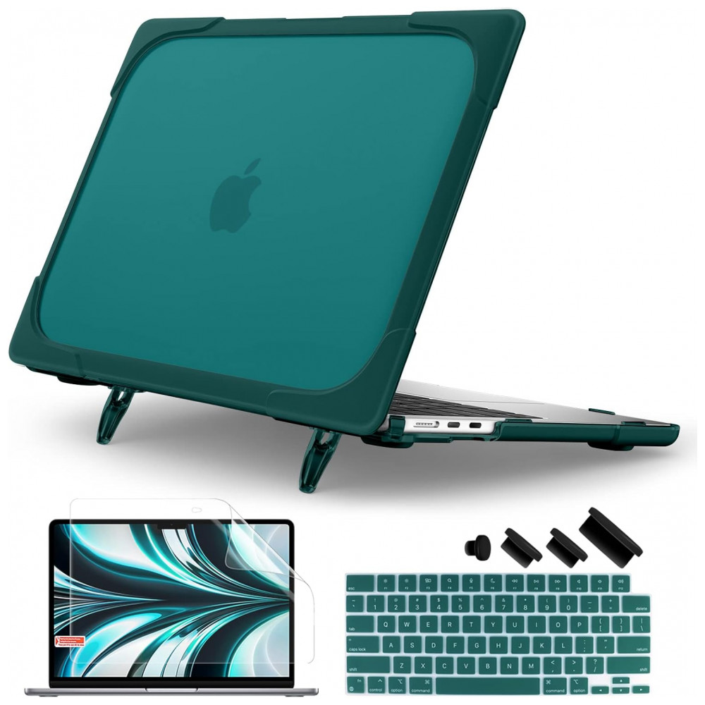 Capa Rígida Batianda MacBook Air 136" Azul Teal – Modelos A2681 A3113 A3240 com Suporte Dobrável e Proteção Completa