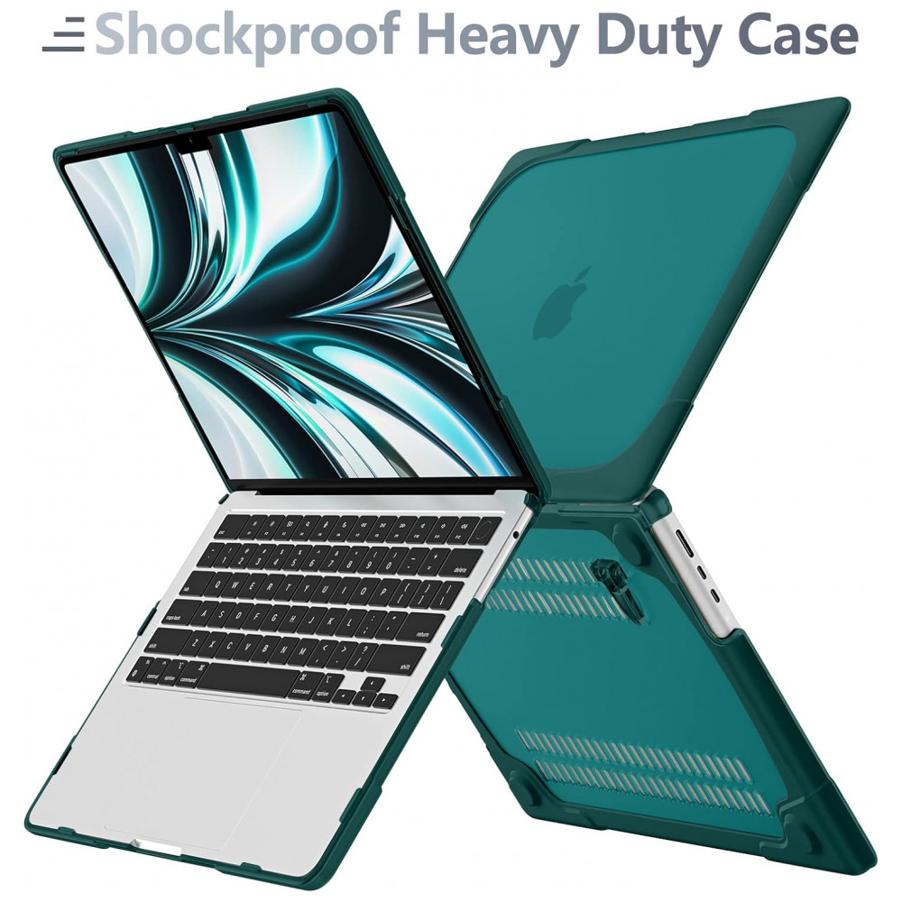 Capa Rígida Batianda MacBook Air 136" Azul Teal – Modelos A2681 A3113 A3240 com Suporte Dobrável e Proteção Completa - Imagem 6