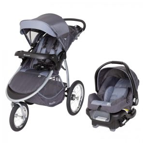 Carrinho de Bebê com Cadeira para Carro Baby Trend com Posição de Reclinação Ajustáveis Cinza