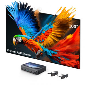 Projetor a laser 4K de tiro ultra curto Aurora Pro NexiGo com tela Fresnel 100 polegadas e óculos 3D ativo