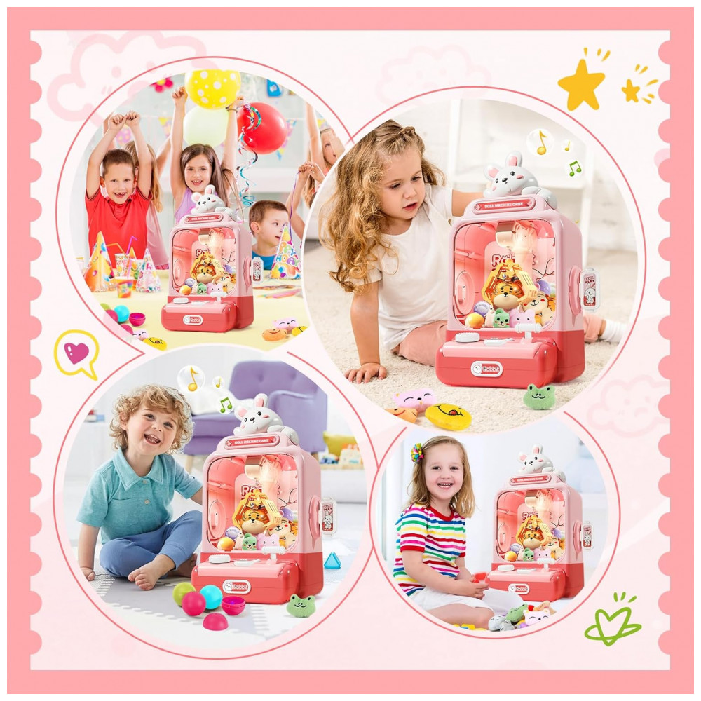 Máquina de Garra Rosa MIAOKE – Mini Arcade Infantil com Música, Luzes, Sons e Ajuste de Volume – Presente de Aniversário e Natal - Imagem 8