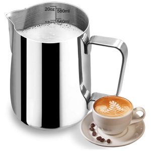 Jarra Leiteira Cremeira 580 mL Aço Inoxidável de Grau DEEMTON Prateado