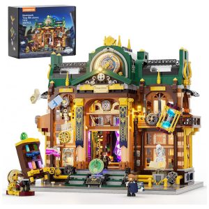 Biblioteca Fenda Temporal Steampunk Lumibricks Multicolorida 17 LEDs 3187 Peças 5 Interações Frontais 16+ Anos