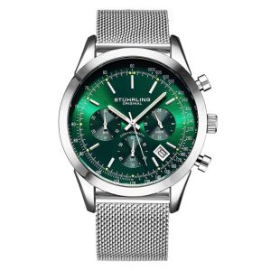 Relógio Masculino Stuhrling Rialto Quartzo 44mm com Cronográfo Prata e Verde