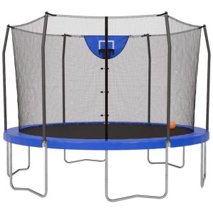 Cama Elastica para até 90 kg com Cesta de Basquete Skywalker Trampolines Azul