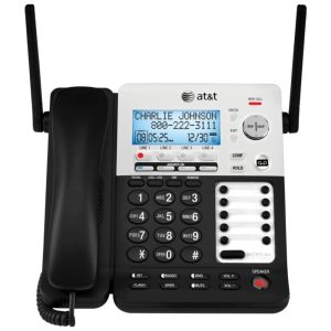 Telefone sem fio 1 unidade com expansão de 4 linhas prata e preto ATT SB67158 Preto