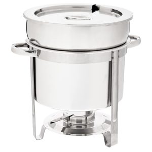 Rechaud Redondo 5L em Aço Inoxidável com Tampa e Queimador Winco