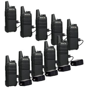 Rádio Comunicador Walkie Talkie Recarregável Retevis RT22 Longo Alcance VOXModo Mãos Livrespara EscritórioNegóciosEscola (Preto 10 Unidades).