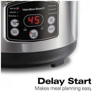 Panela de Arroz Digital Programável Hamilton Beach 14 xícaras cozidas 7 cruas com Cesto de Vapor Aço Inoxidável 37548 14 xícaras cozidas 7 cruas