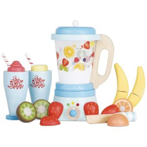Liquidificador e Conjunto de Frutas de Madeira Premium Brinquedos Educativos para Crianças a Partir de 3 Anos Le Toy Van Colorido
