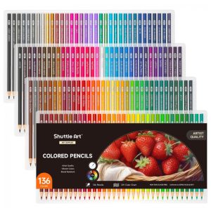 Conjunto de 136 lápis de cor Shuttle Art Cores Vibrantes Únicas Ideais para Livros de Colorir Adultos Esboços Desenhos e Material de Arte