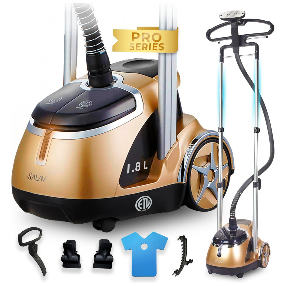 SALAV Edição Limitada da Série Profissional de Vaporizadores de Roupas Dual Bar com Pedais, Placa de Vapor em Aço Inoxidável, Cordão de Alimentação Re