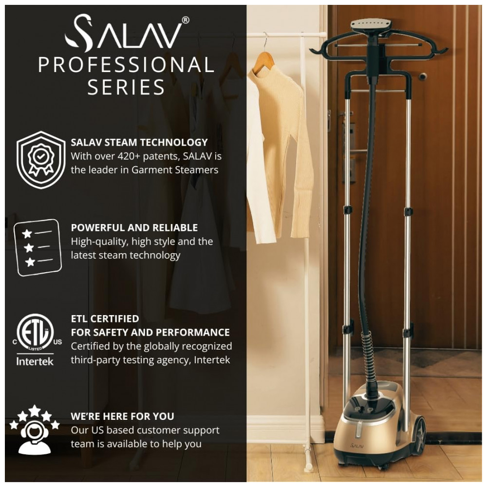 SALAV Edição Limitada da Série Profissional de Vaporizadores de Roupas Dual Bar com Pedais, Placa de Vapor em Aço Inoxidável, Cordão de Alimentação Re - Imagem 9