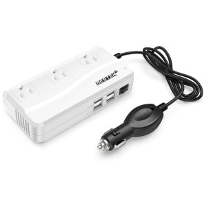 Inversor de Potência 200W 12V Para AC 4 Portas de Carregamento USB 110v BESTEK MRI2011GU Branco