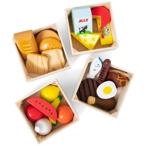 Kit de Alimentos com 21 Peças de Madeira e 4 Caixas Ideal para Brincar de Cozinha e Desenvolver a Imaginação Melissa & Doug