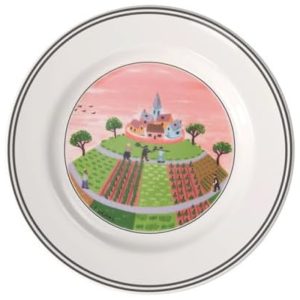 Prato para Salada ou Aperitivo de 17 cm Mais Elegância em Sua Mesa com Tema Farmers Village Estilo Clássico Formato Redondo e Material de Porcelana Villeroy Boch Branco Colorido