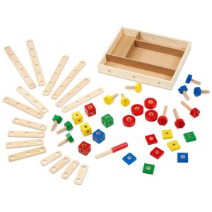 Kit de Construção em Madeira com 48 Peças e Caixa de Armazenamento para Crianças Acima de 3 Anos Melissa & Doug