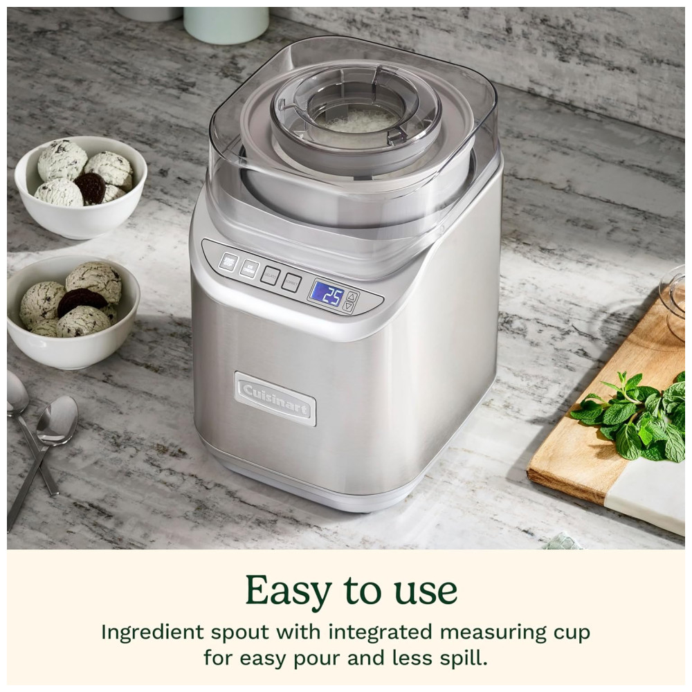 Sorveteira Painel de Controle LCD e 3 Velocidades Cromo Escovado 2 Litros CUISINART ICE 70 Cinza escuro - Imagem 5