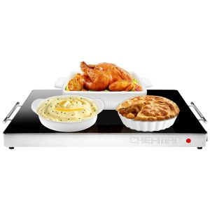 Bandeja de Aquecimento Temperatura Ajustável Perfeito Para Buffets Restaurantes Festas Eventos Jantares em sa CHEFMAN RJ22 BLACK TC CA Prateado