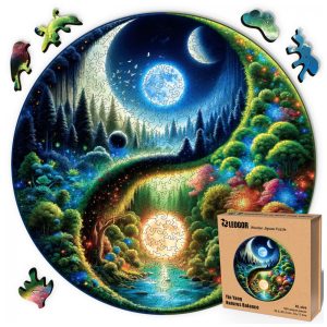 Quebra Cabeças em Madeira MDF para Adultos Tema Yin Yang Natures Balance com 500 Peças LEOGOR Colorido