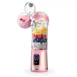 Liquidificador Portátil Ninja Blast 530 ml Rosa Tampa Antivazamento Bateria Recarregável USB-C