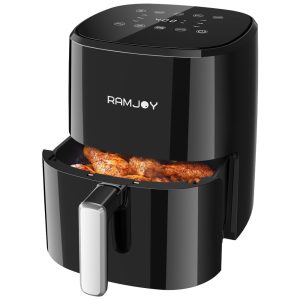 Fritadeira Elétrica Air Fryer 3 Litros 8 em 1 com Controle Digital e Cesta Antiaderente 110V 1250W RAMJOY Preta