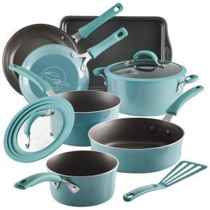 Jogo de Panelas 10 peças com Revestimento Antiaderentes Rachael Ray Agave Azul