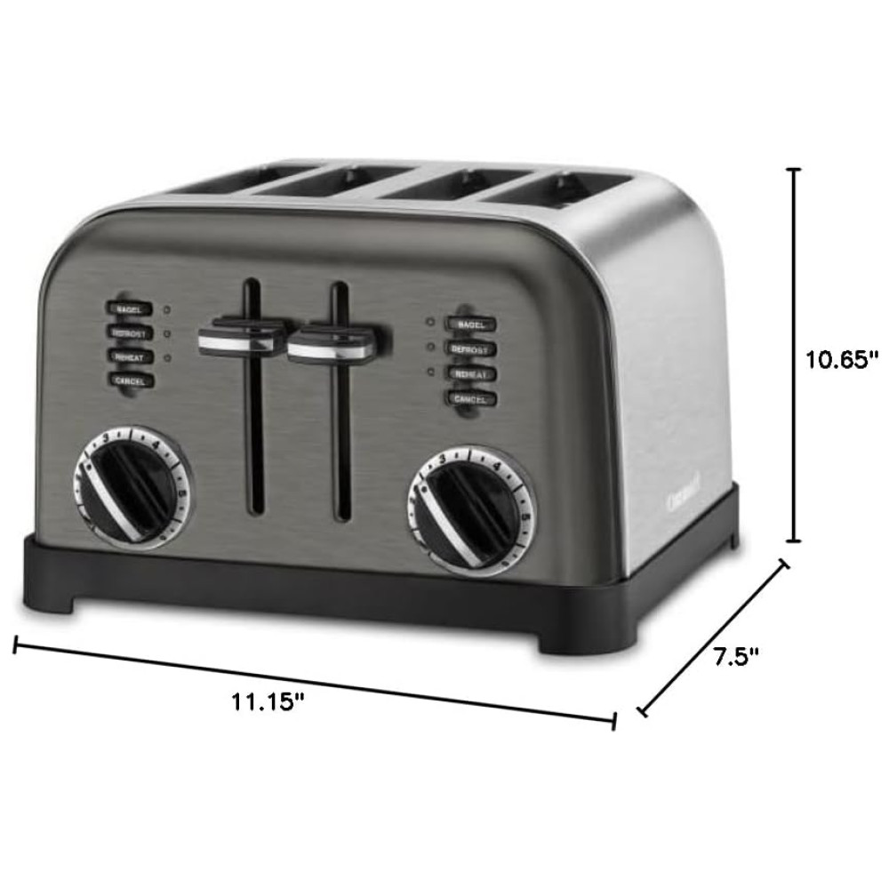 Torradeira Elétrica Metal Classic 4 Fatias Inox 110v CUISINART CPT 180BKS Preto - Imagem 3