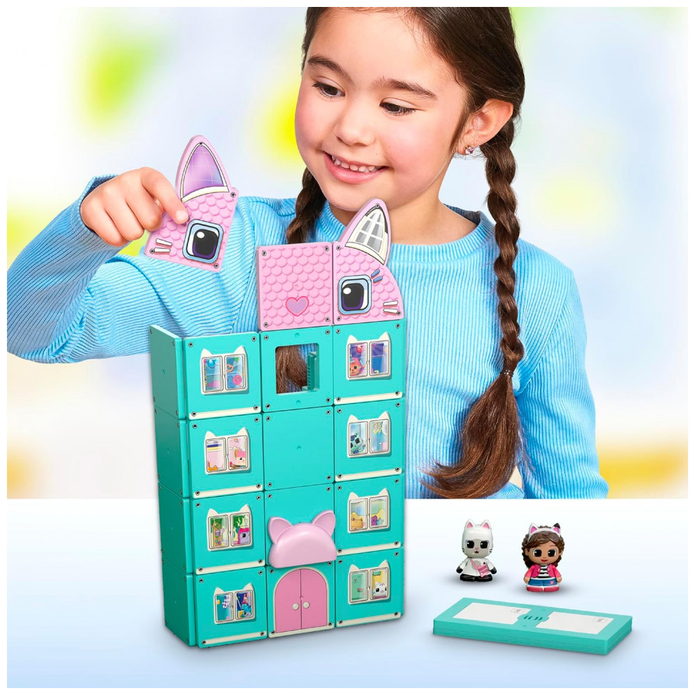 Conjunto de Construção Magnética Tile Town Gabbys Dollhouse 35 Peças, Brinquedo Interativo STEM de Telhas Magnéticas, Inclui Figuras de Gabby e Pandy - Imagem 2