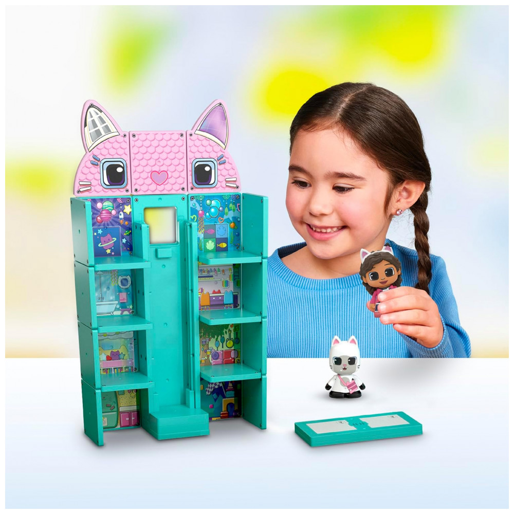 Conjunto de Construção Magnética Tile Town Gabbys Dollhouse 35 Peças, Brinquedo Interativo STEM de Telhas Magnéticas, Inclui Figuras de Gabby e Pandy - Imagem 6
