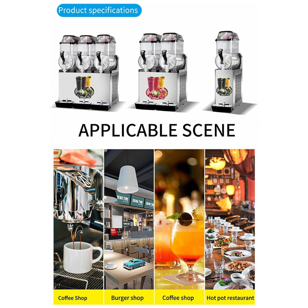 Máquina de Raspadinha Margarita Comercial para Slushie Maker de Bebidas Geladas e Smoothies com 3 Tanques de 15L Cada e Limpeza com um CliquePetfu - Imagem 9