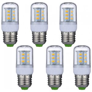 Pacote com 6 Lâmpadas de Milho LED Lxcom Lighting 5W E26E27 Base Média Equivalente a 45 Watts 24 LEDs 5730 SMD Branco Quente 3000K 450LM