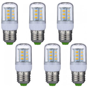 Pacote com 6 Lâmpadas de Milho LED Lxcom Lighting 5W E26E27 Base Média Equivalente a 45 Watts 24 LEDs 5730 SMD Branco Quente 3000K 450LM