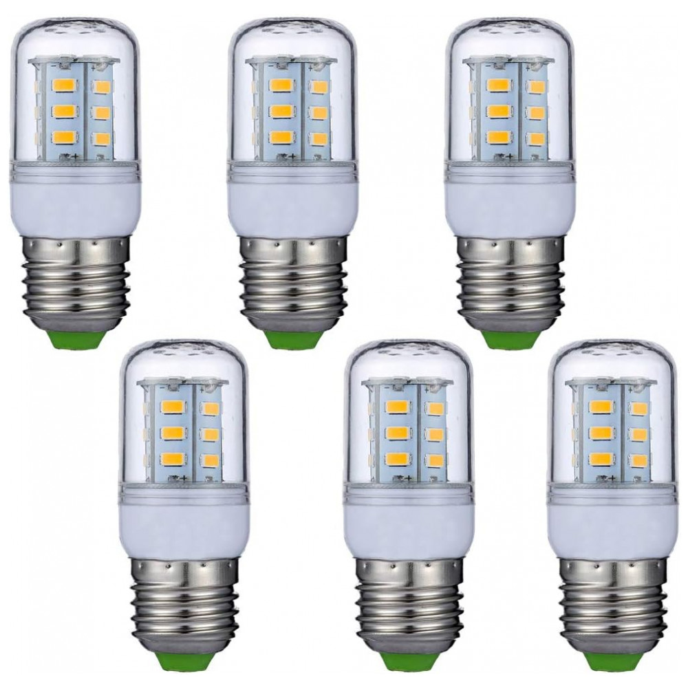 Pacote com 6 Lâmpadas de Milho LED Lxcom Lighting 5W E26E27 Base Média Equivalente a 45 Watts 24 LEDs 5730 SMD Branco Quente 3000K 450LM