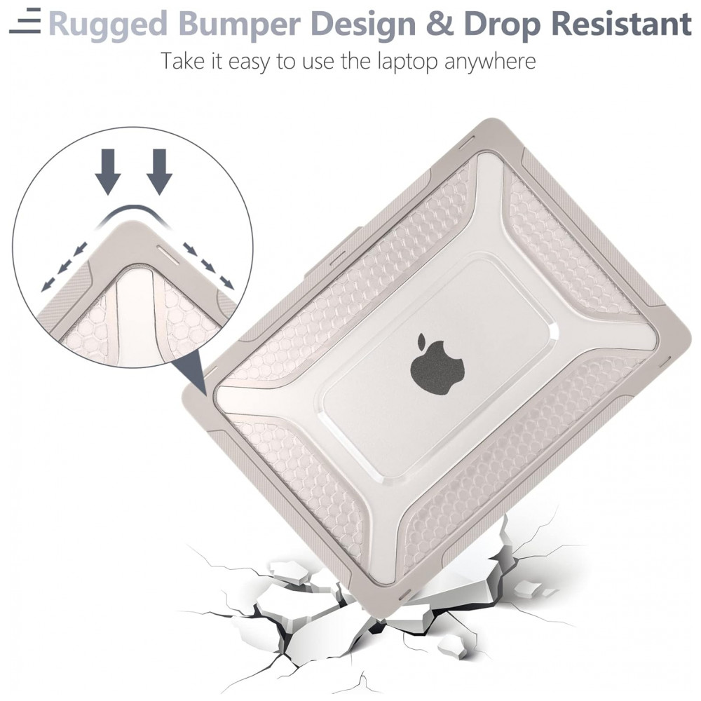 Capa Rígida Batianda Honeycomb MacBook Air 136" Cinza-Rocha – Modelos A2681 A3113 A3240 com Suporte Dobrável e Proteção Completa - Imagem 5
