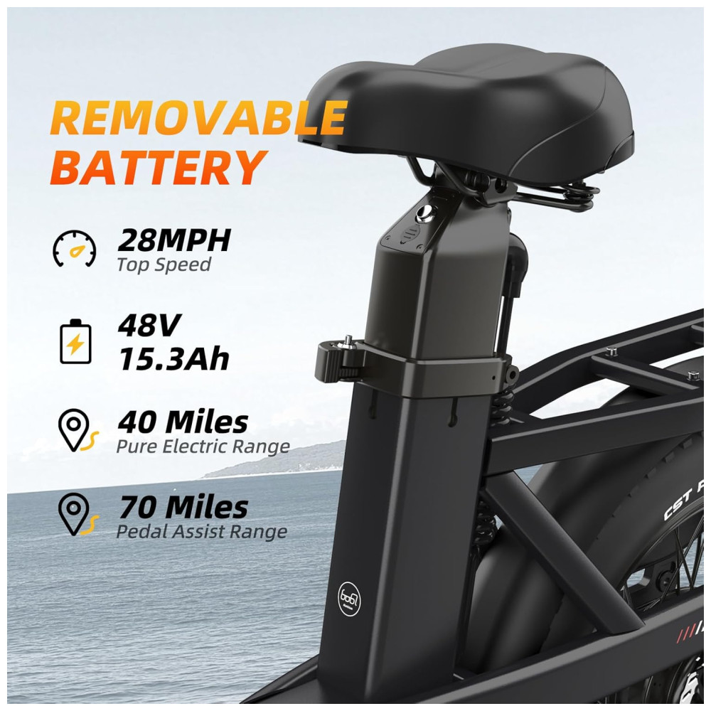 Bicicleta Elétrica Dobrável Baicycle A02 Preta | Motor 1500W Bateria 48V 153Ah Suspensão Avançada - Imagem 3