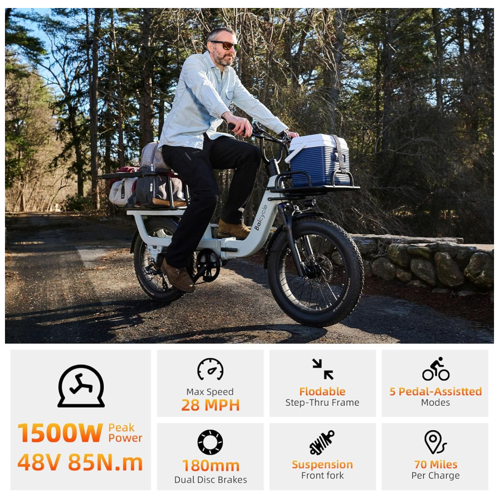 Bicicleta Elétrica Dobrável Baicycle A02 Preta | Motor 1500W Bateria 48V 153Ah Suspensão Avançada - Imagem 4