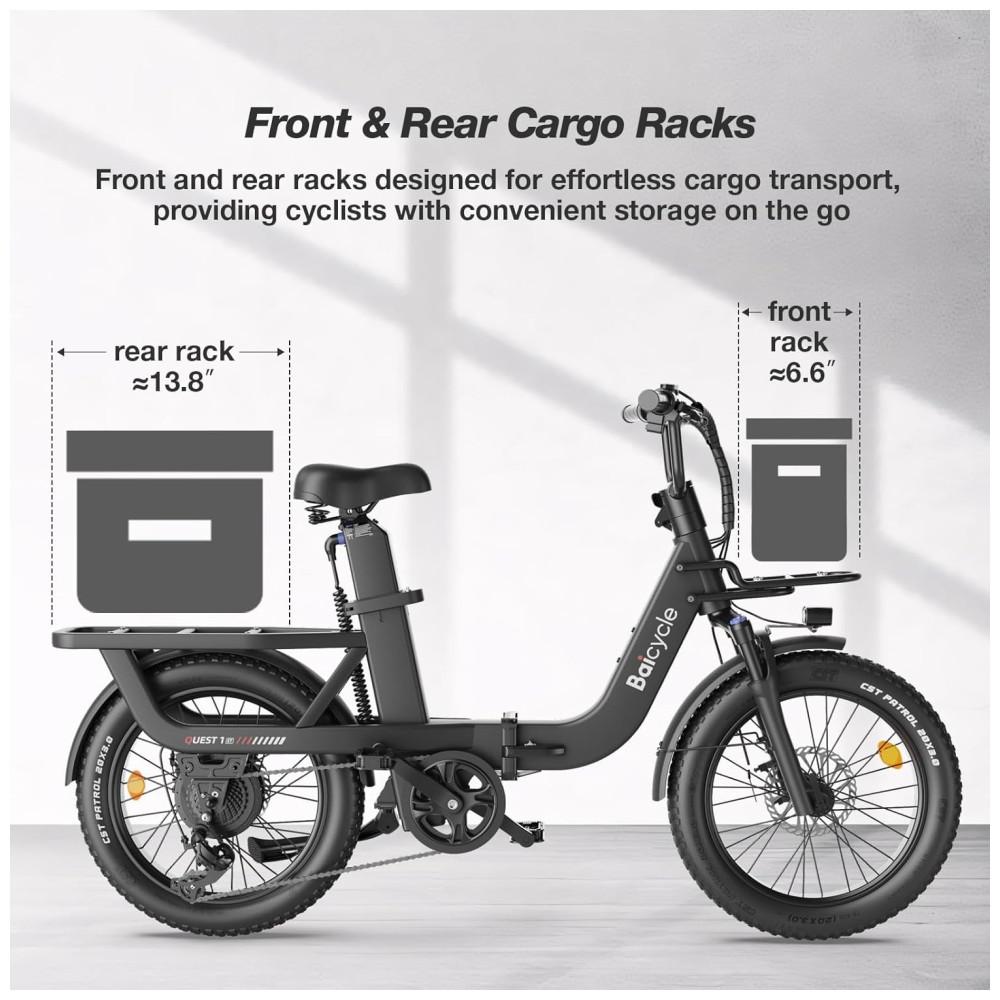 Bicicleta Elétrica Dobrável Baicycle A02 Preta | Motor 1500W Bateria 48V 153Ah Suspensão Avançada - Imagem 8