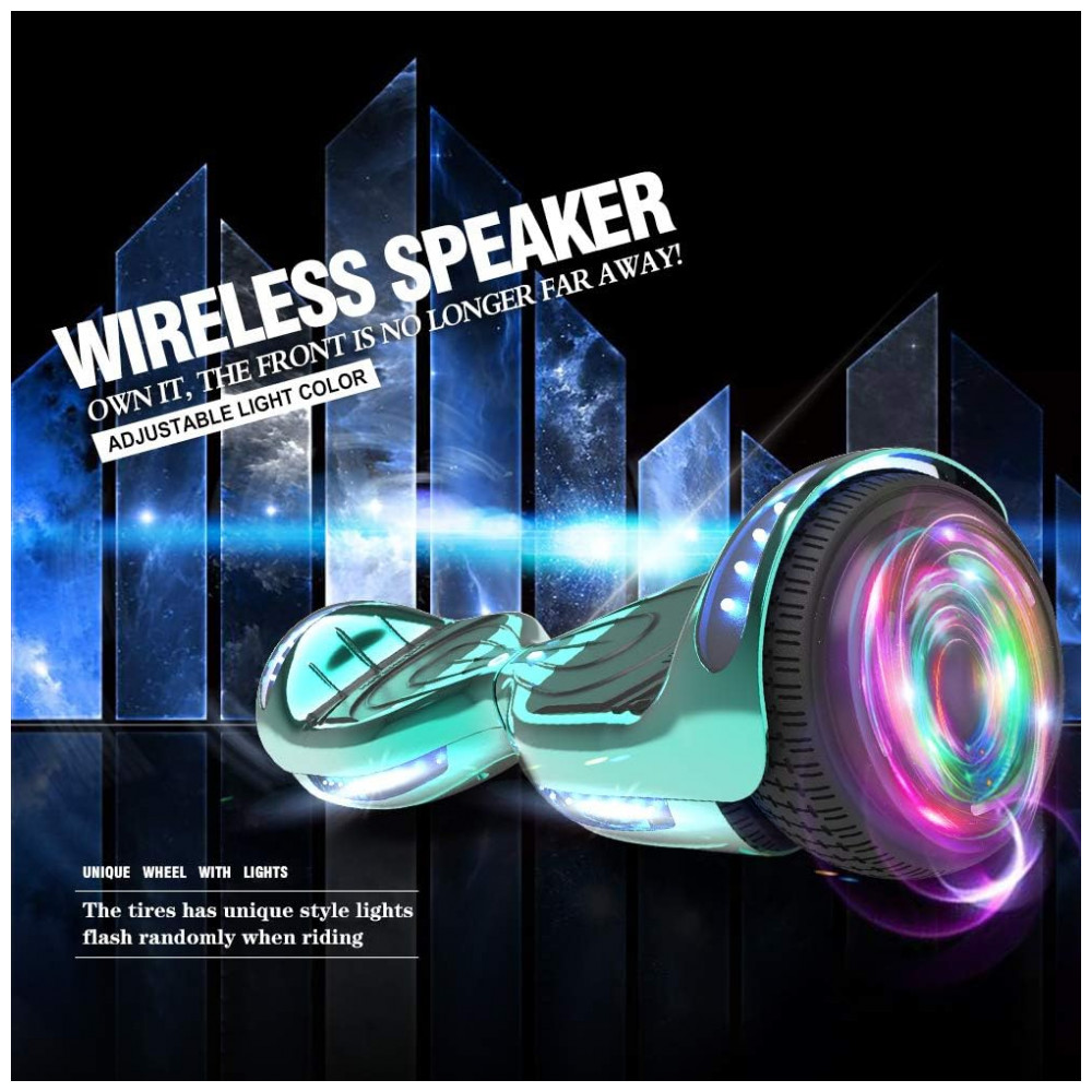 Hoverboard Certificado HS2.01 Turquesa com Rodas LED Flash, Bluetooth e Luzes LED - Imagem 3